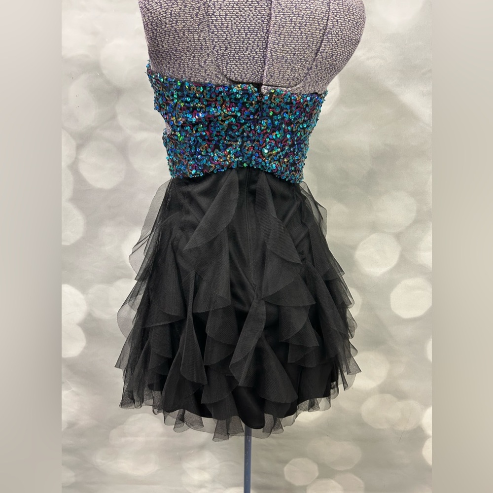 Blondie Nites Iridescent Sequin Bustier & Black Ruffled Tulle Dress - Picture 4 of 7